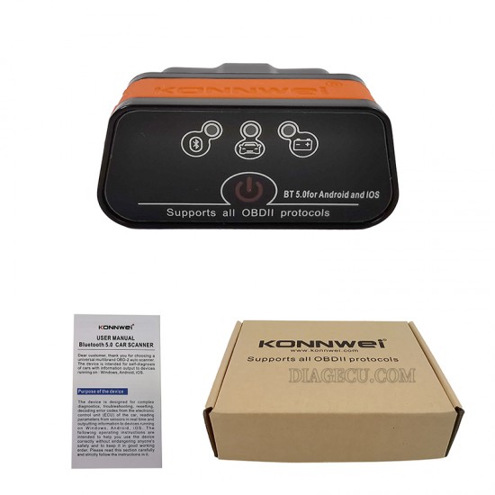 Konnwei KW901 Bluetooth 5.0 ELM327 v1.5 PIC18f25k80 for Android/IOS OBD2 Scanner PK Vgate iCar2