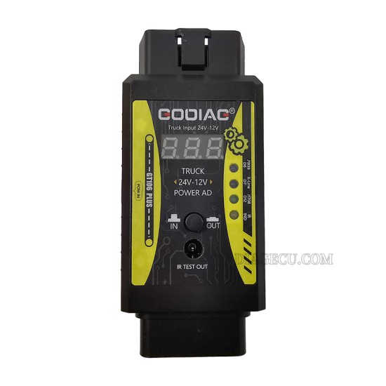 GODIAG GT106 PLUS OBD2 24V to 12V Heavy Duty Truck Adapter for Easydiag/ Golo/ ThinkCar/ ICarScan/ Thinkdiag 2/ DBScar II/ DBScar7 Fuel Injector Cleaning & Testing Relay Testing for Cars & Trucks for K-line with LCD Display