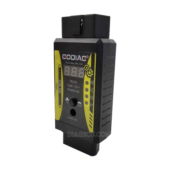 GODIAG GT106 PLUS OBD2 24V to 12V Heavy Duty Truck Adapter for Easydiag/ Golo/ ThinkCar/ ICarScan/ Thinkdiag 2/ DBScar II/ DBScar7 Fuel Injector Cleaning & Testing Relay Testing for Cars & Trucks for K-line with LCD Display