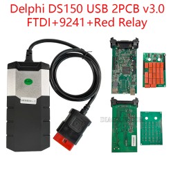 Delphi DS150 USB 2PCB v3.0 FTDI with real 9241 chip red relay high quality (M)