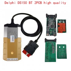 Delphi DS150 Golden case Bluetooth 2PCB v3.0 FTDI with real 9241 chip red relay high quality (GD)