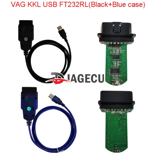 VAG KKL USB for VAG-KKL 409 with FTDI FT232RL Chip programmable for vag 409 kkl OBD2 USB Interface Diagnostic Cable (Black/Blue) (J) 