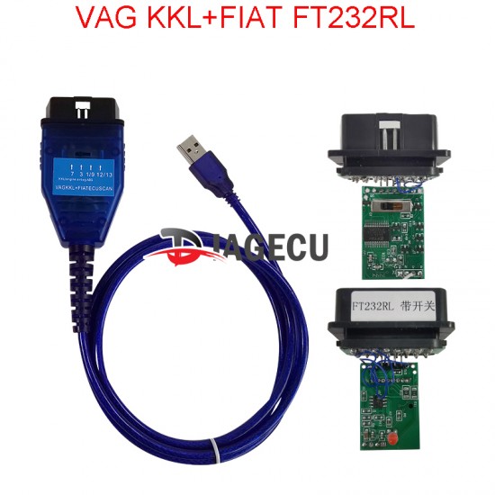 VAG KKL+FIAT ECU SCAN Switch FTDI FT232RL for VAG KKL USB Tool OBD2 Diagnostic Interface (M)