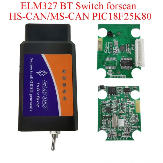 ELM327 Bluetooth v1.5 PIC18F25K80 with Switch for Ford HS-CAN/MS-CAN (HBL)