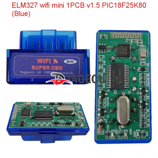 ELM327 Super Mini wifi v1.5 1PCB PIC18F25K80 OBD2 Car Disgnostic Scanner blue (L）