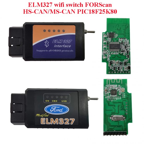 ELM327 wifi v1.5 PIC18F25K80 with switch HS-CAN/MS-CAN for Ford FORScan OBD2 Diagnostic Scanner (TYX）