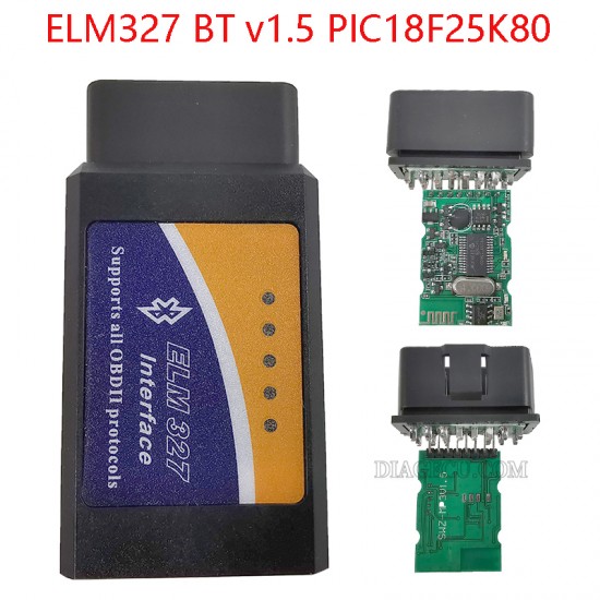 ELM327 Bluetooth v1.5 1PCB PIC18F25K80 OBDII Auto Diagnostic Tools ELM 327 OBD2 Engine Code Reader for Android/IOS/Windows (KS)