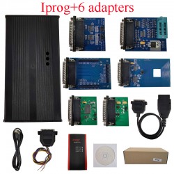 Iprog+ Key Programmer with 6 adapters Support IMMO + Reset Iprog Pro Car Radio Airbag Reset Dashboard Kilometer (T)