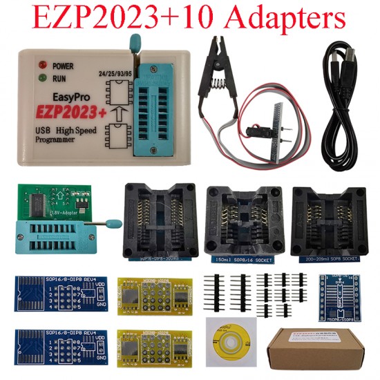 EZP2023 High-Speed USB SPI Programmer+10 Adapters Support 24 25 26 93 95 EEPROM 25 Flash Bios Chip