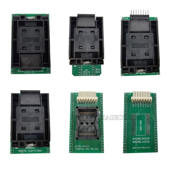 XGecu T56 Nand Specialized Programmer 6pcs Socket set for BGA48/BGA63/BGA64A/SOP56/BGA169 EMMC153&169/TSOP32/40/48/56