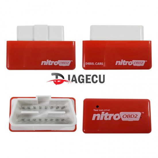 NitroOBD2 Plug red and Drive Performance Chip Tuning Box for Diesel Cars (L）