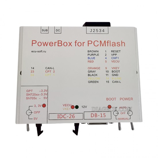 KTM Flash JTAG PowerBox Via J2534 ECU-Softru OBD2 ECU Programmer Works For ECU-Soft OBD ECU Programmer Power Box+EU adapter (MK）