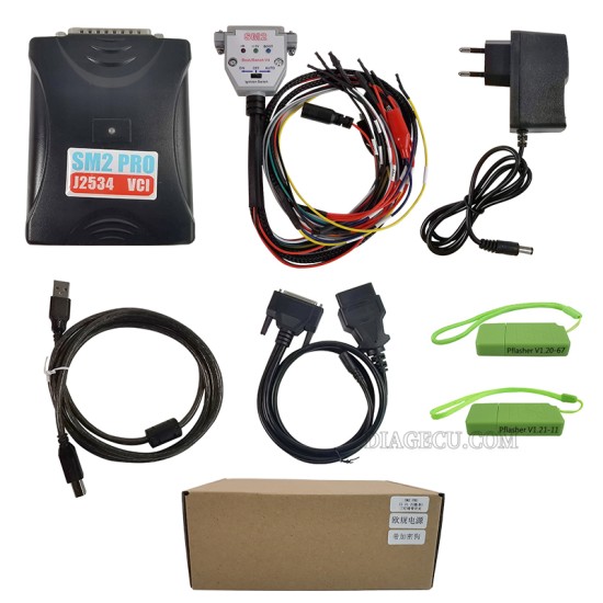 SM2 Pro J2534 VCI ECU Programmer PCM V1.21 1.20 69 Module Read Write ECU FLASH EEPROM FLASHER of Switch Flash Bench OBD+EU adapter (MK） 