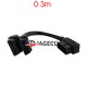 0.3m OBD2 Split Cable Splitter Connector Male to dual Female Elbow Extension Cable One Divided into Two Split Cord