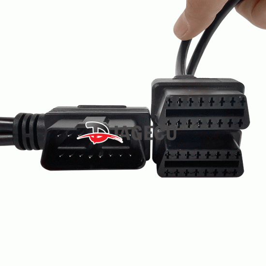 0.3m OBD2 Split Cable Splitter Connector Male to dual Female Elbow Extension Cable One Divided into Two Split Cord