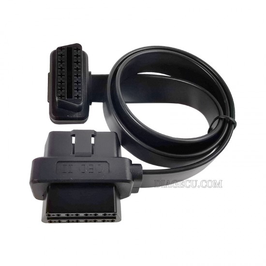 Flat 0.6m 1 in 2 Dual Female Y Splitter Elbow OBD2 16pin Noodle Connector Adapter (Y)