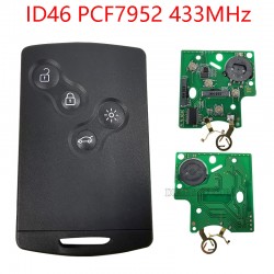 Renault Megane Smart Card 4 buttons ID46 PCF7952 433MHz Smart card with VA2 Emergency Insert Blade (without logo) (BY) 