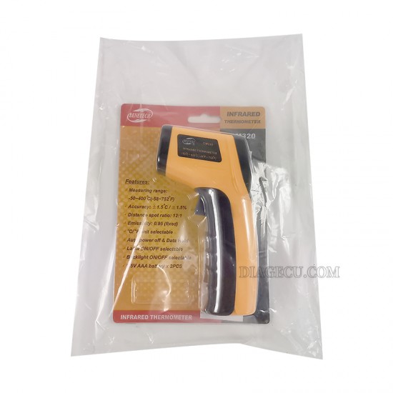 GM320 Infrared Thermometer Digital Pyrometer Non-Contact Laser -50~400 ℃ IR Laser Temp Meter Industrial Pyrometer Point Gun